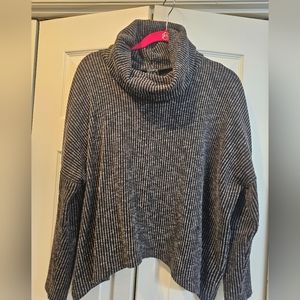 CLARA SUNWOO Cropped Sharkbite Sweater Black/Grey Size 1X EUC